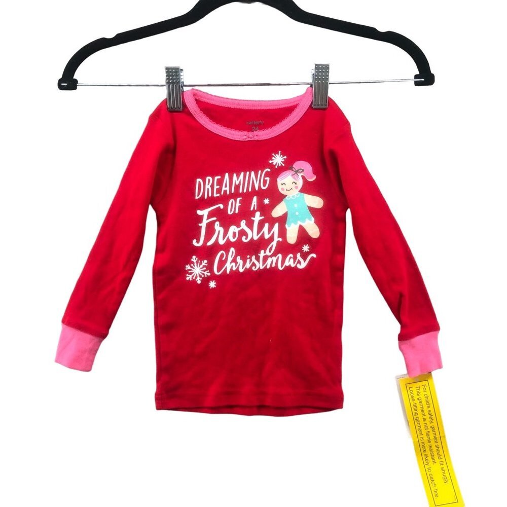 NWT Carter's Christmas Holiday Long Sleeve Lounge Pajama Top Girls 24M Shirt‎